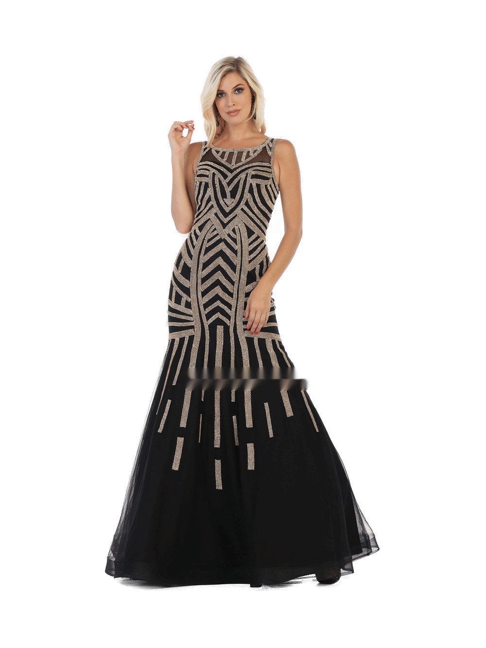 Vestido prom RQ7646 - myq_BLACK/GOLD